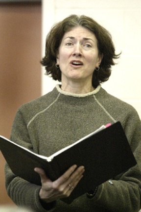 Soloist Barbara Hume rehearses one of the choral-based poems from “Last Poem on Earth: A Jazz Requiem.”