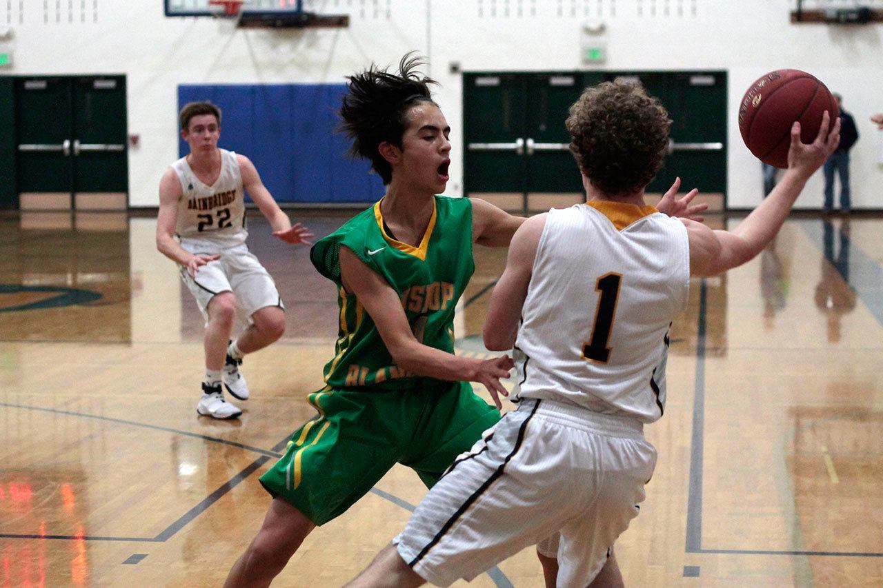 Luciano Marano | Bainbridge Island Review                                The Bainbridge High School boys varsity basketball team suffered a debut defeat against the visiting Bishop Blanchet Braves Friday, Dec. 2 in their first game of the year.