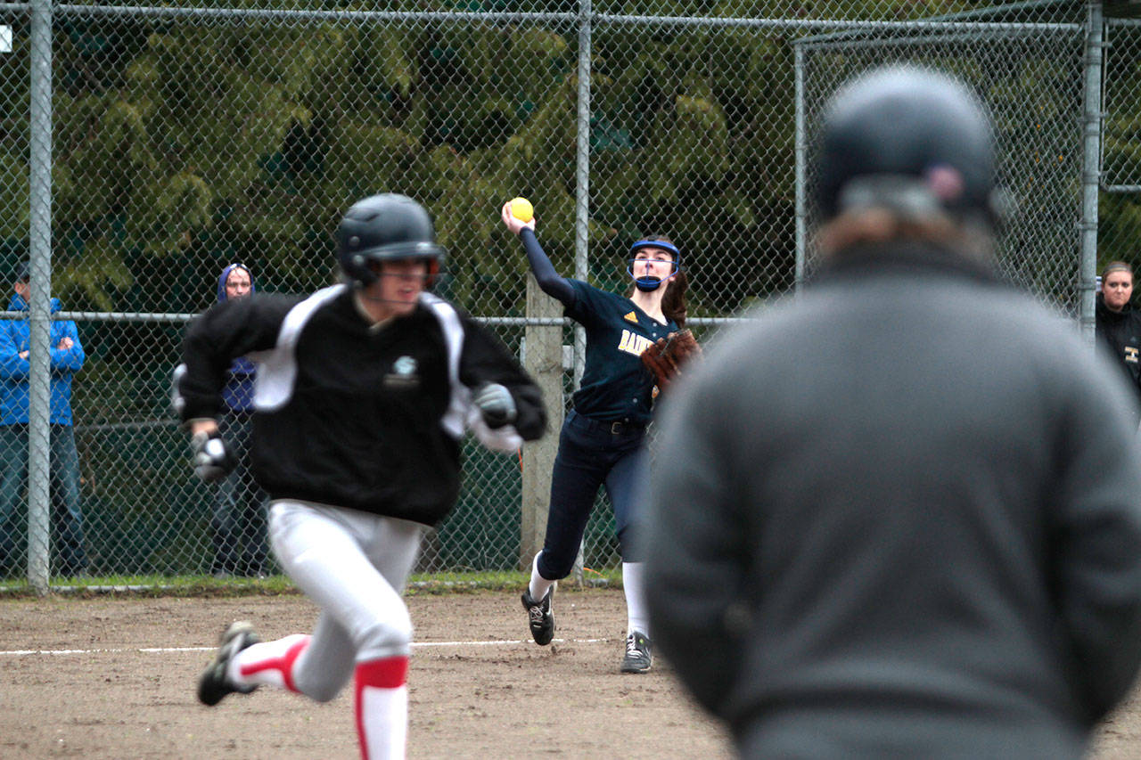 Luciano Marano | Bainbridge Island Review - The Spartans took an early lead and then brought the Seahawks down to earth for good in the fourth inning as Bainbridge beat Chief Sealth 11-1 in girls varsity fastpitch softball