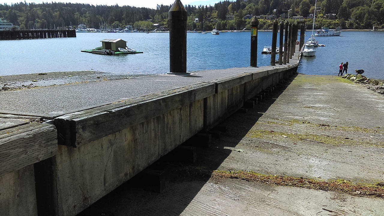 Luciano Marano | Bainbridge Island Review - The concrete floats that long supported the public dock in Waterfront Park are up for grabs.