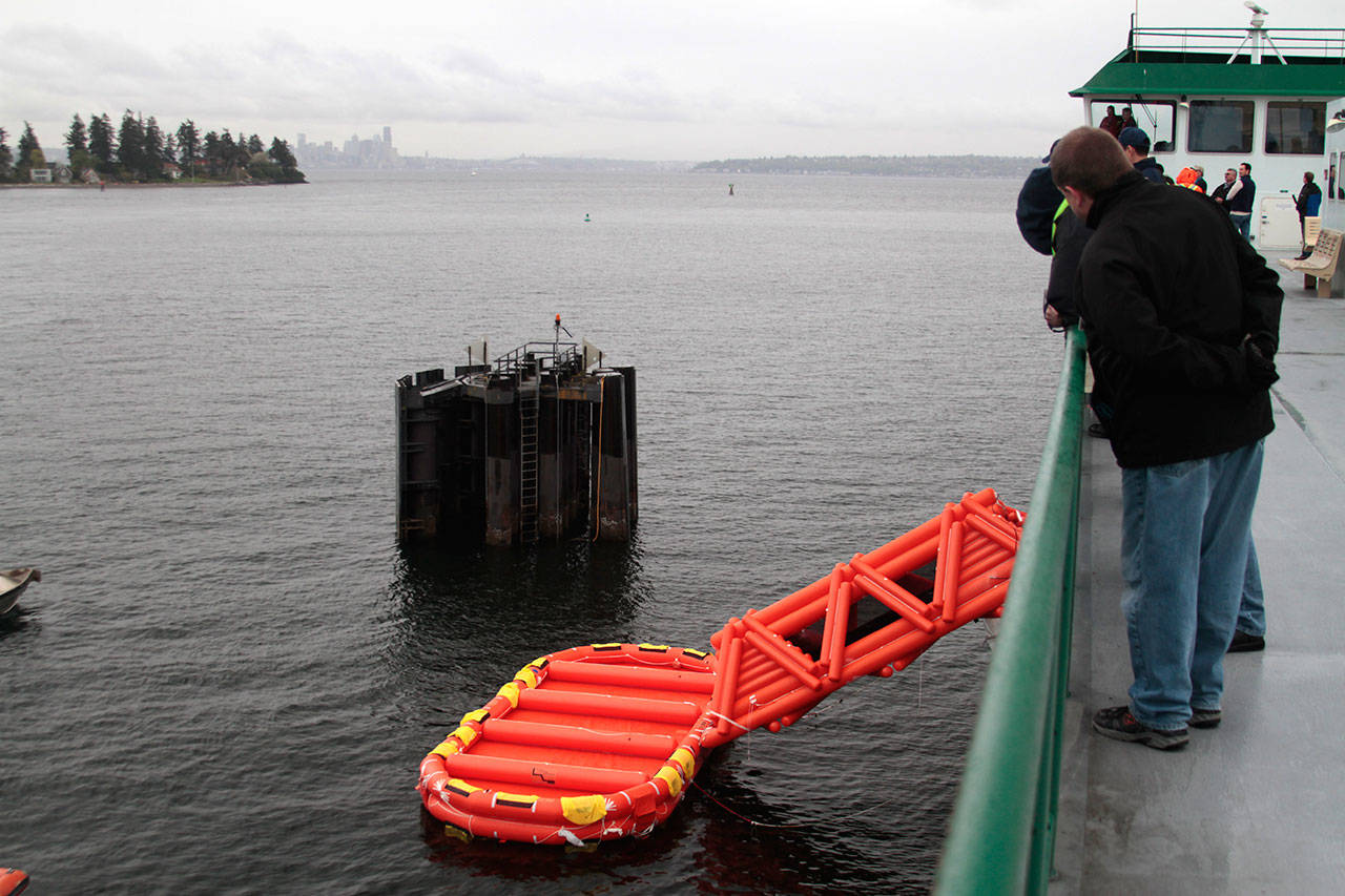 A slide to safety: WSF conducts emergency evacuation drills at Winslow terminal | Gallery