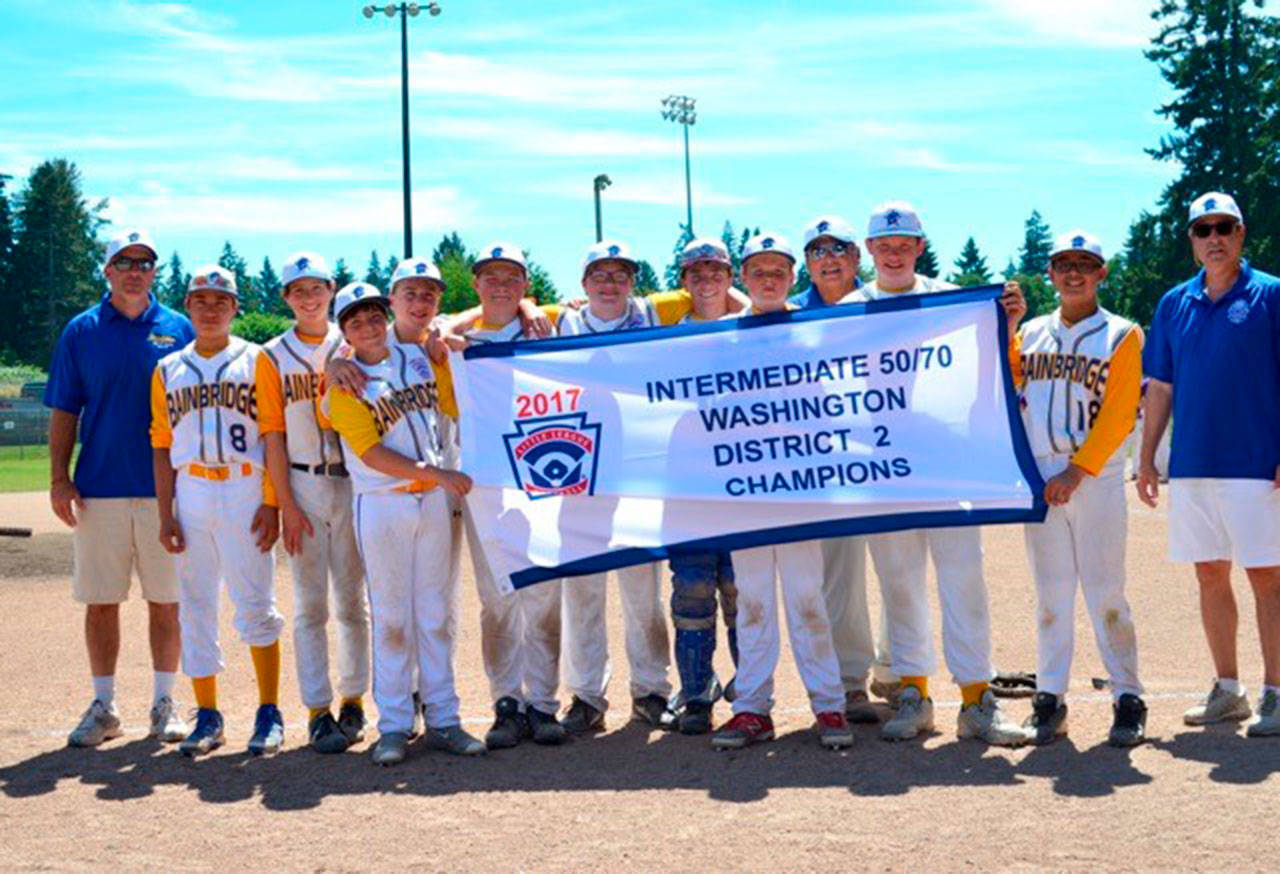 Photo courtesy of Brian Hadley | The Bainbridge Island Little League Intermediate Baseball team won their second consecutive District 2 Championship with a 9-1 victory over North Kitsap.                                 Photo courtesy of Brian Hadley | The Bainbridge Island Little League Intermediate Baseball team won their second consecutive District 2 Championship with a 9-1 victory over North Kitsap.                                 Photo courtesy of Brian Hadley | The Bainbridge Island Little League Intermediate Baseball team won their second consecutive District 2 Championship with a 9-1 victory over North Kitsap.                                 Photo courtesy of Brian Hadley | The Bainbridge Island Little League Intermediate Baseball team won their second consecutive District 2 Championship with a 9-1 victory over North Kitsap.