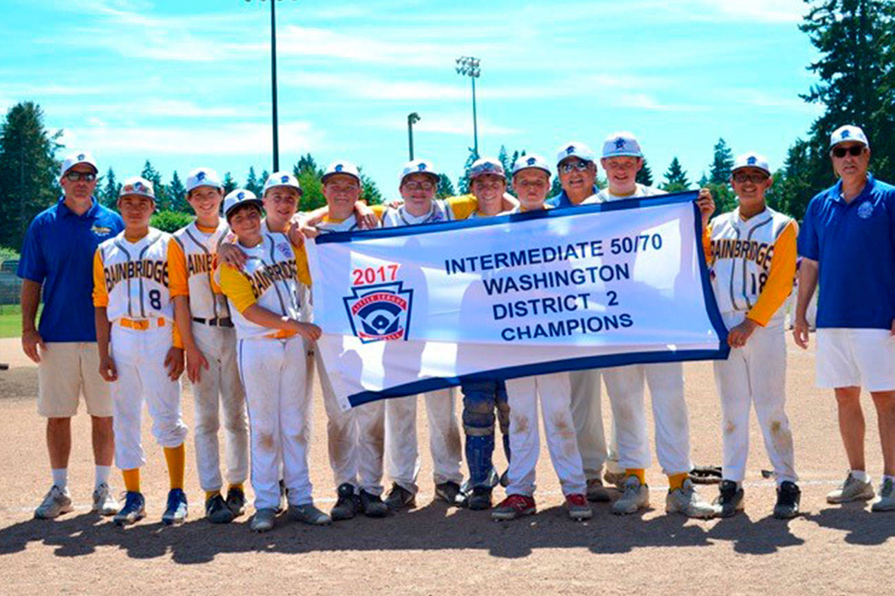 Photo courtesy of Brian Hadley | The Bainbridge Island Little League Intermediate Baseball team won their second consecutive District 2 Championship with a 9-1 victory over North Kitsap.                                 Photo courtesy of Brian Hadley | The Bainbridge Island Little League Intermediate Baseball team won their second consecutive District 2 Championship with a 9-1 victory over North Kitsap.                                 Photo courtesy of Brian Hadley | The Bainbridge Island Little League Intermediate Baseball team won their second consecutive District 2 Championship with a 9-1 victory over North Kitsap.                                 Photo courtesy of Brian Hadley | The Bainbridge Island Little League Intermediate Baseball team won their second consecutive District 2 Championship with a 9-1 victory over North Kitsap.