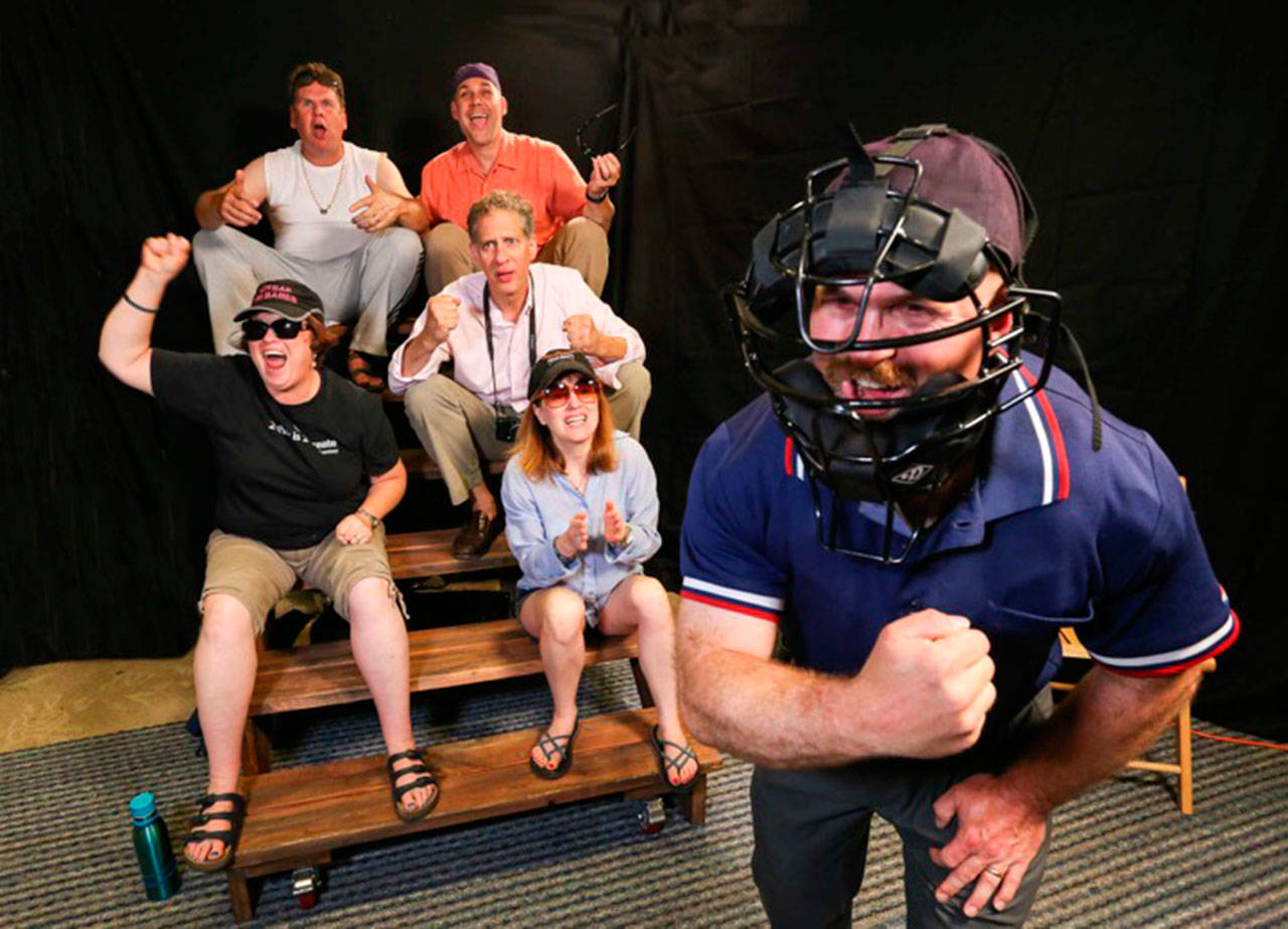 Steve Stolee photo                                 Parents at a Little League ball game in “Lesson Learned” by Jenny Weaver, directed by Steve Stolee. Left to right: Kimberly Parker, Wayne Purves, Geoff Schmidt, Jeffery Brown, Bronsyn Foster, Tyler Weaver.