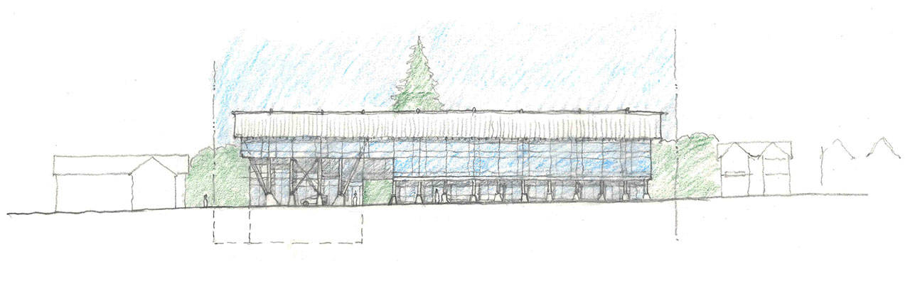 Photo courtesy of Cutler Anderson Architects                                An early conceptual drawing depicting the exterior of Burns’ proposed hotel.