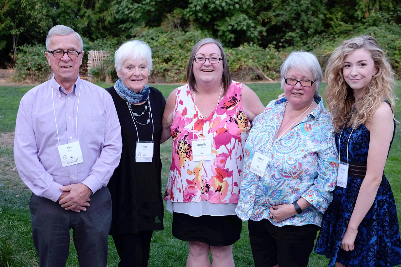 The Bainbridge Community Foundation hosted its annual philanthropy celebration this month and honored Bob Karr, Judy Karr, Isabelle Cobb, Janice Danielson and Sophia Doane with awards for their spirit of giving. (Photo courtesy of the Bainbridge Community Foundation)