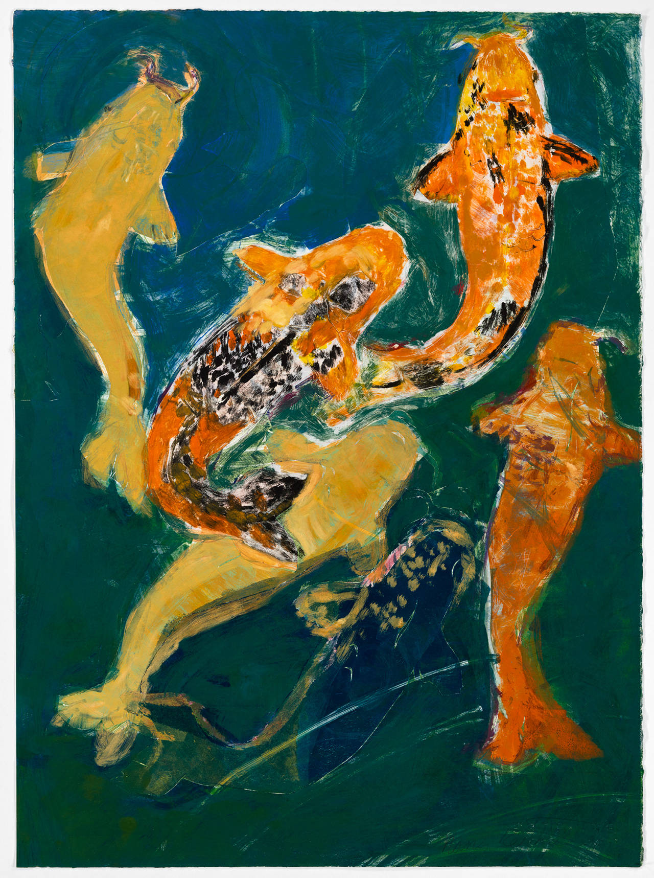 “Koi Pond No. 1 (monotype and collage) by Nancy Reithaar. (Image courtesy of Art & Soul)