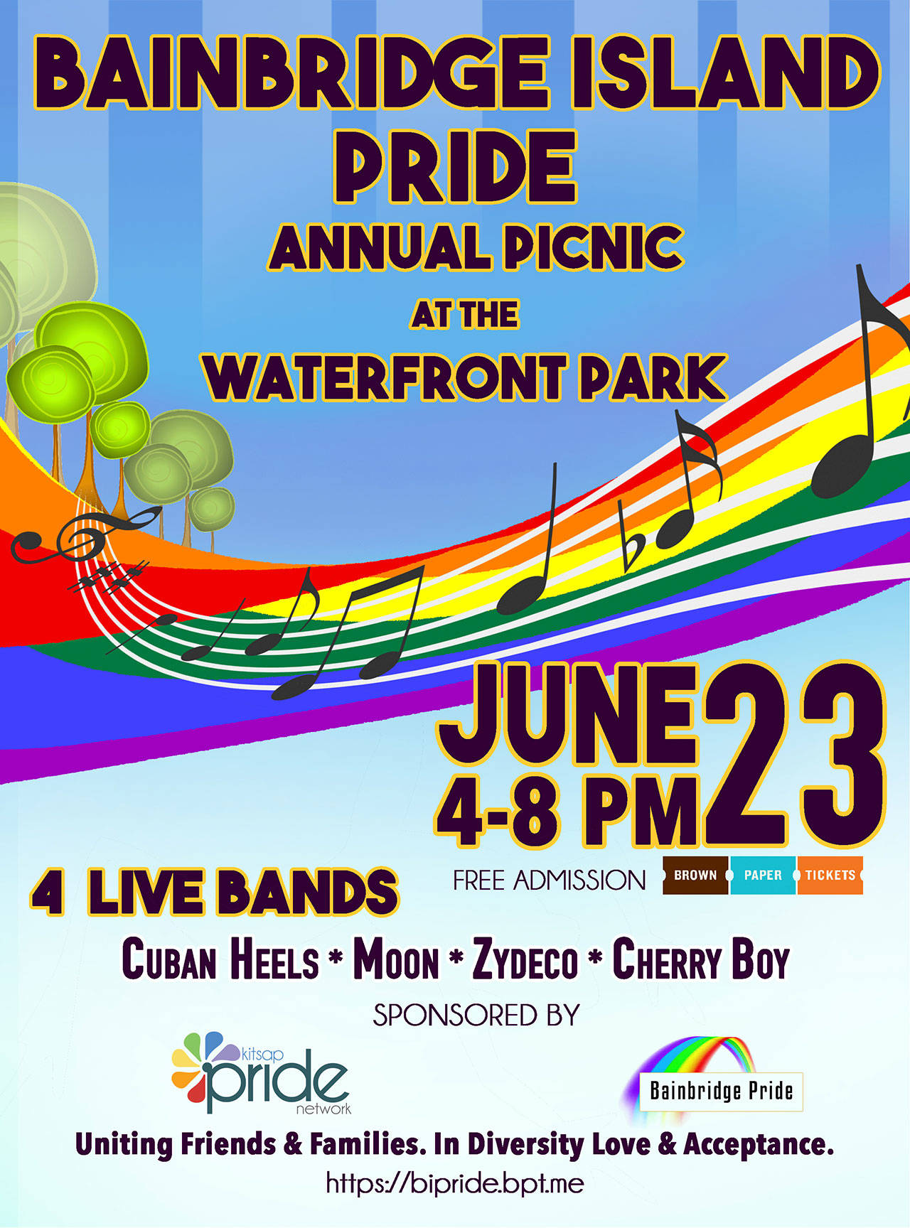 Image courtesy of Derek Villanueva | Bainbridge Pride, in conjunction with Kitsap Pride Network, will host a public picnic and concert at Waterfront Park in downtown Winslow from 4 to 8 p.m. Saturday, June 23.