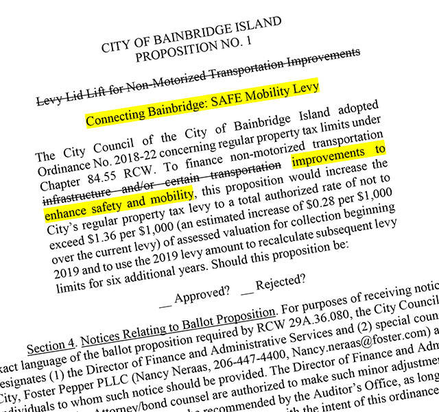The Bainbridge Island City Council cleared Proposition 1 for the fall ballot at this week’s council meeting, including a change to the ballot measure’s title.