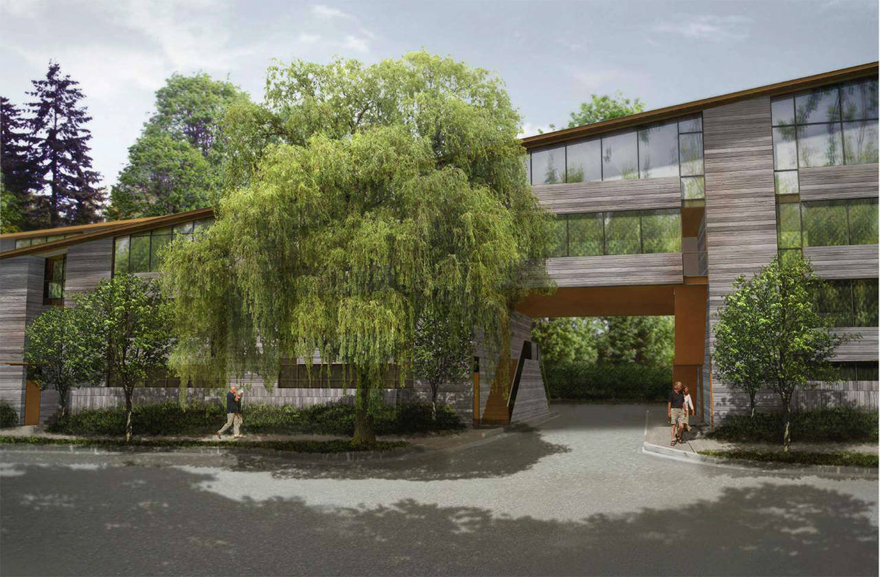 A view of Madison Apartments from the parking entry area. (Image courtesy of the city of Bainbridge Island)