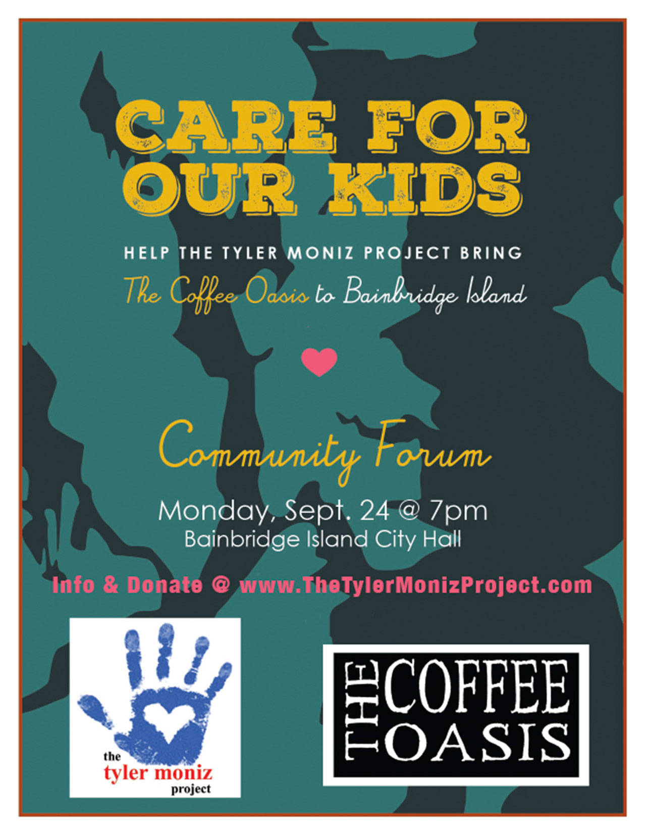 Image courtesy of Debbi Lester | A forum to be held at Bainbridge Island City Hall at 7 p.m. Monday, Sept. 24 will feature a panel of speakers discussing the impetus behind a recent effort by the founders of The Tyler Moniz Project to bring a branch of Coffee Oasis to Bainbridge Island.