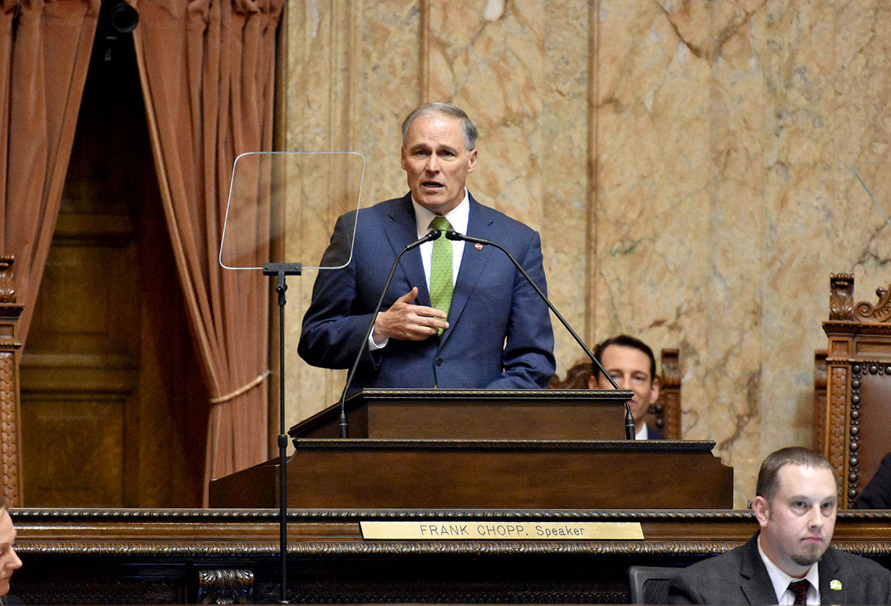 Gov. Jay Inslee gives his State of the State address Tuesday in Olympia. (Photo courtesy of the Office of the Governor)