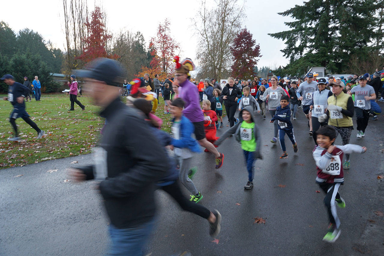 Luciano Marano | Bainbridge Island Review - The annual Thanksgiving day fun run, the Turkey Trot, returned to Battle Point Park Thursday, Nov. 22, bringing with it the usual assortment of both hardcore athletes and reluctant runners working off some pre-pie guilt.