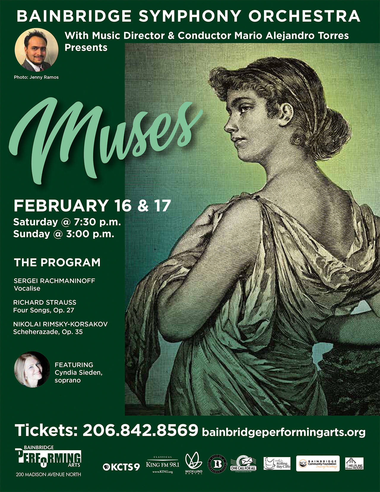 Image courtesy of Bainbridge Performing Arts | Two special guests will highlight the Bainbridge Symphony Orchestra’s latest production: “Muses,” on stage at Bainbridge Performing Arts at 7:30 p.m. Saturday, Feb. 16 and 3 p.m. Sunday, Feb. 17.