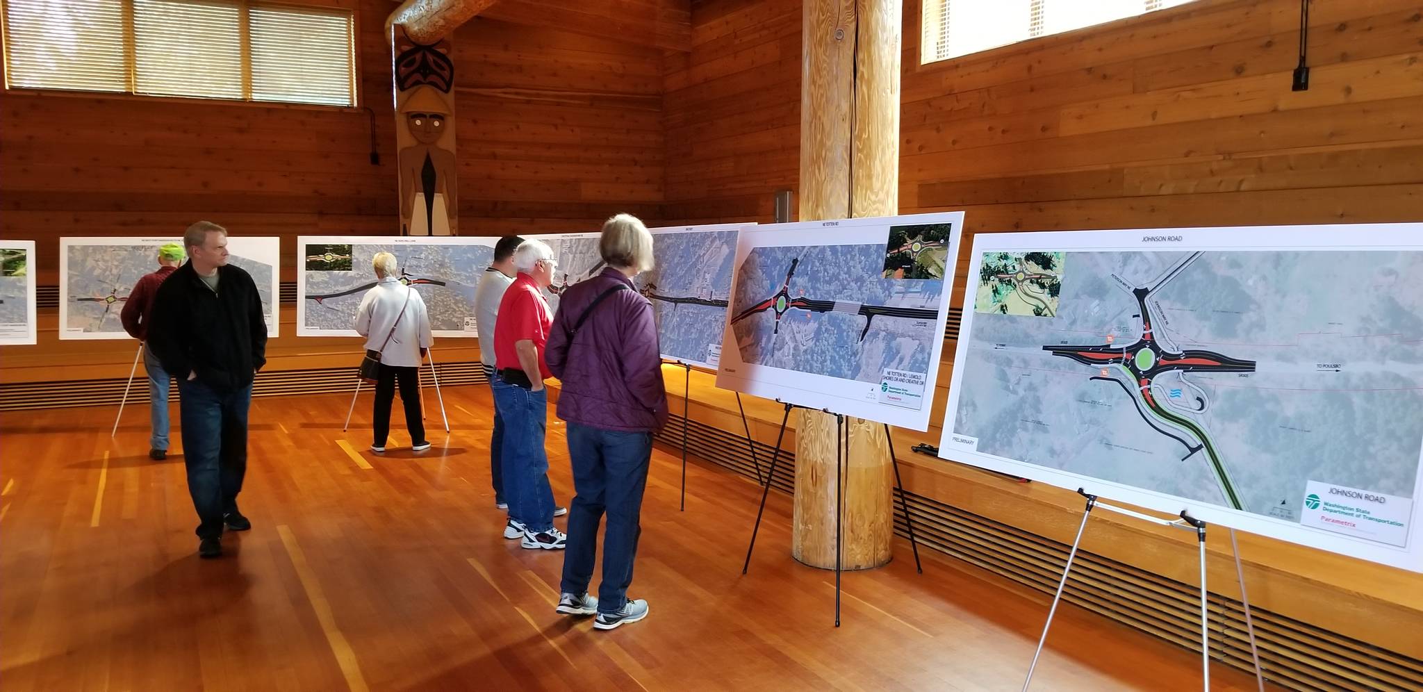 Officials with the Washington State Department of Transportation held an open house in Suquamish Tuesday to discuss plans to construct a series of traffic improvements on the Highway 305 corridor. (Nick Twietmeyer |Kitsap News Group)