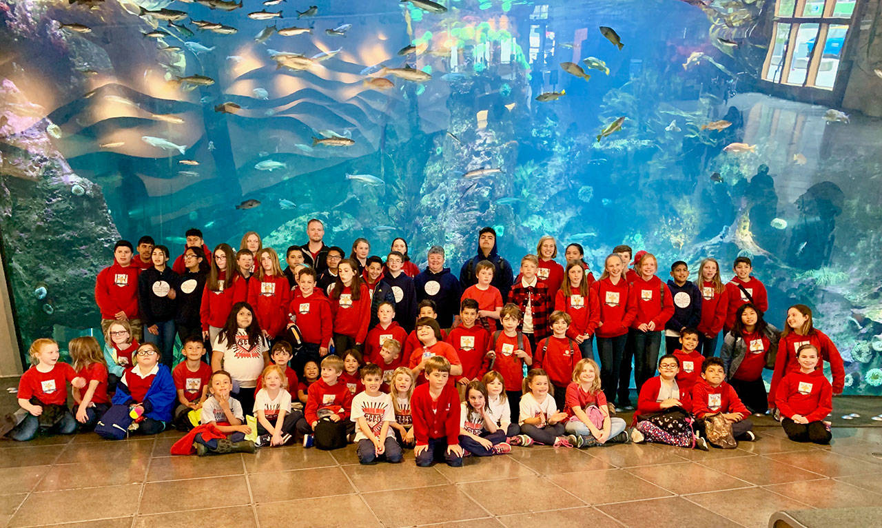 Photo courtesy of Susan Kilbane | Saint Cecilia Catholic School students in kindergarten through 8th grade, as well as their teachers and many parents, took the ferry to Seattle Wednesday, June 5 for a field trip to the aquarium.