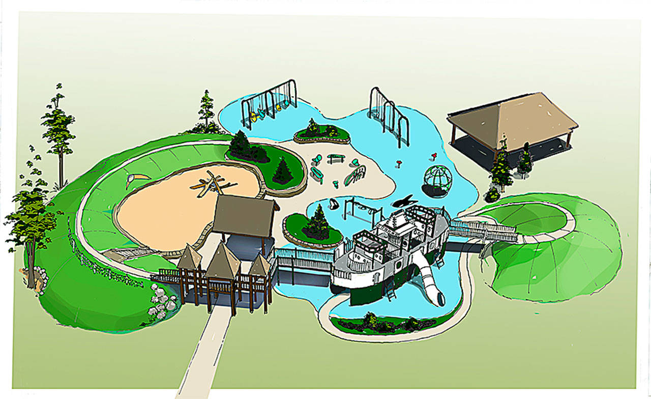 An artist’s drawing of the proposed KidsUp! playground. (Image courtesy of KidsUp!)