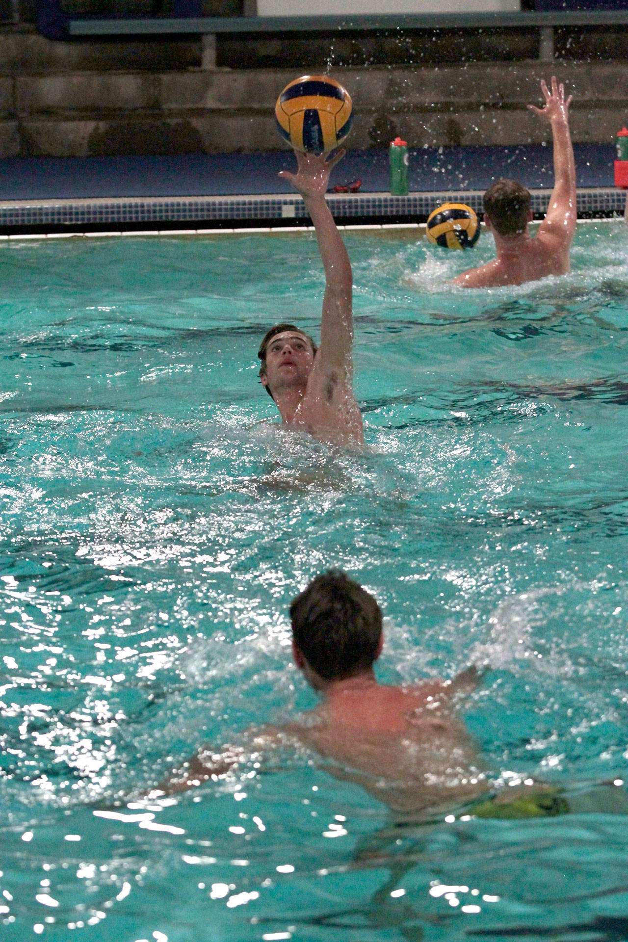 Luciano Marano | Bainbridge Island Review - The Bainbridge High School varsity boys water polo team works through a set of drills during a recent practice session.