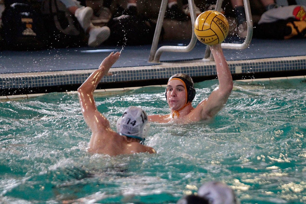 Luciano Marano | Bainbridge Island Review - The Spartans bested the Ravens Friday, Sept. 20 after the Bainbridge High School varsity boys water polo team roared to an epic 16-5 win against the visitors from Auburn Riverside.