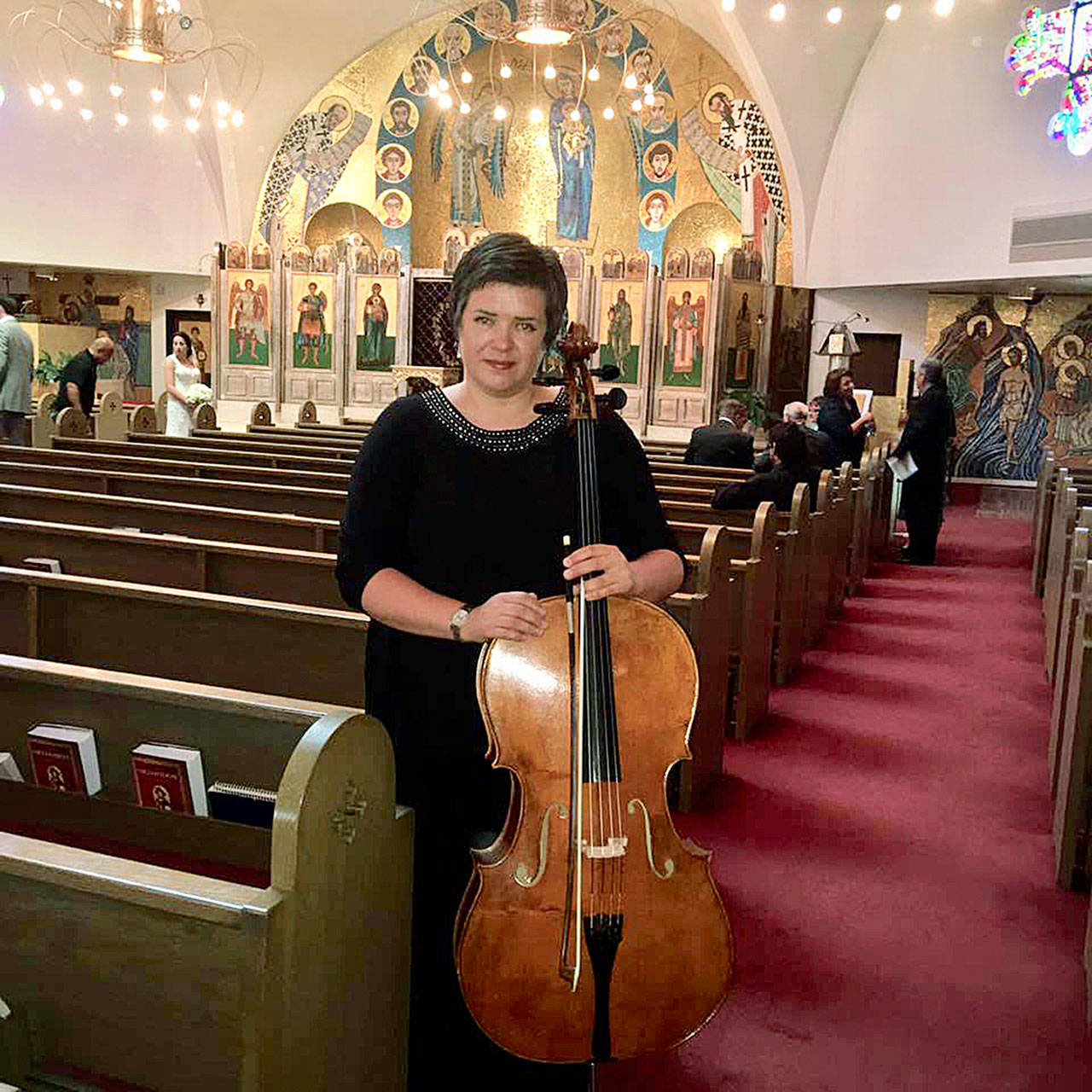 Olga Ruvinov will join with fellow cellists Meg Brennand, Page Smith, and Brian Wharton for a performance by CELLICATESSEN Seattle at the next First Sundays Concert. (Photo courtesy of First Sundays Concert)