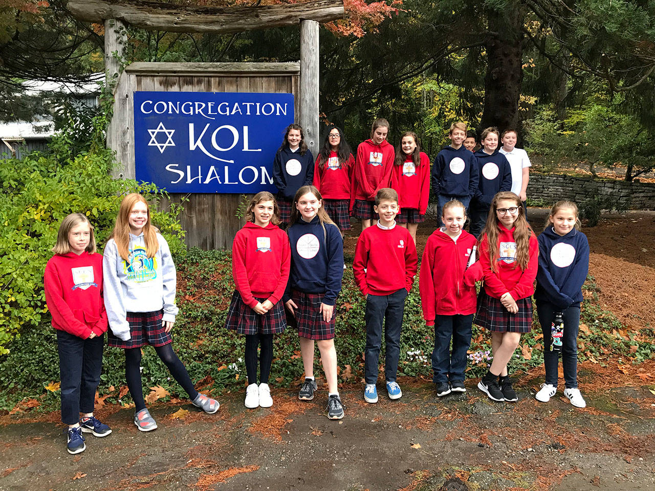 Photo courtesy of Susan Kilbane | Fifth- and sixth-graders from Saint Cecilia Catholic School visited Congregation Kol Shalom to learn about the history and traditions of the Jewish community on Oct. 18.