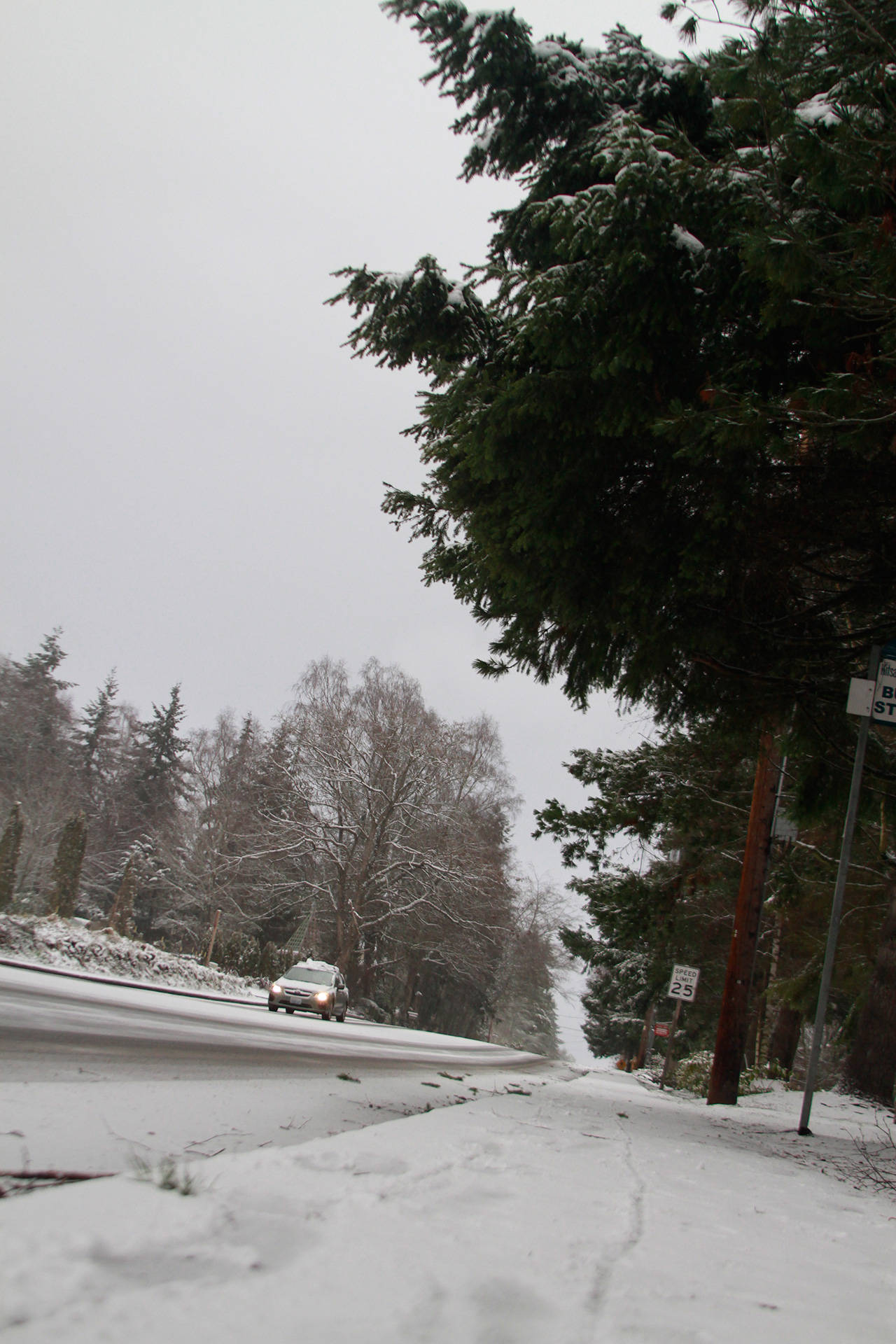 Snowy streets kept many drivers off the road this week on Bainbridge. (Luciano Marano | Bainbridge Island Review)