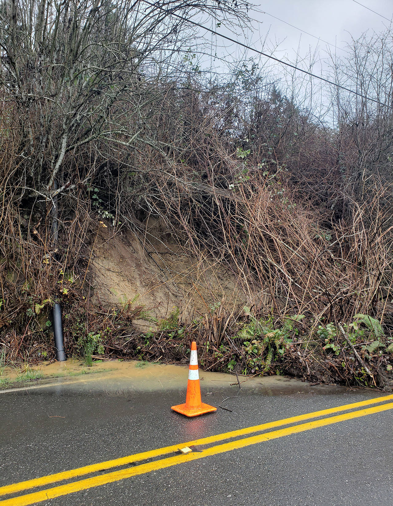 Bainbridge road closed after small landslide
