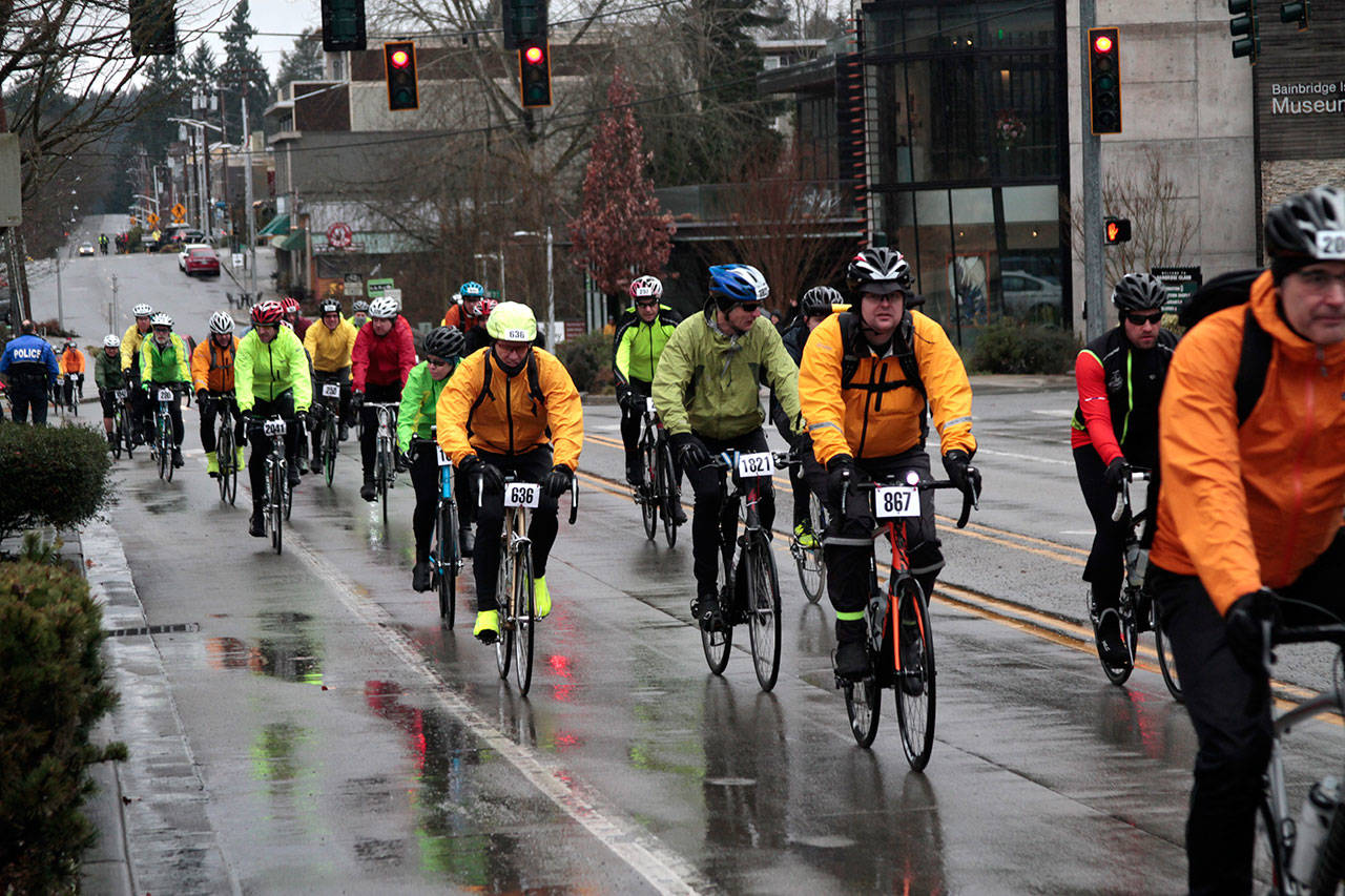 Luciano Marano | Bainbridge Island Review - Bainbridge drivers and ferry travelers should be on the lookout for boatloads of bicyclists as the annual Chilly Hilly Bicycle Classic returns on Sunday, Feb. 23.