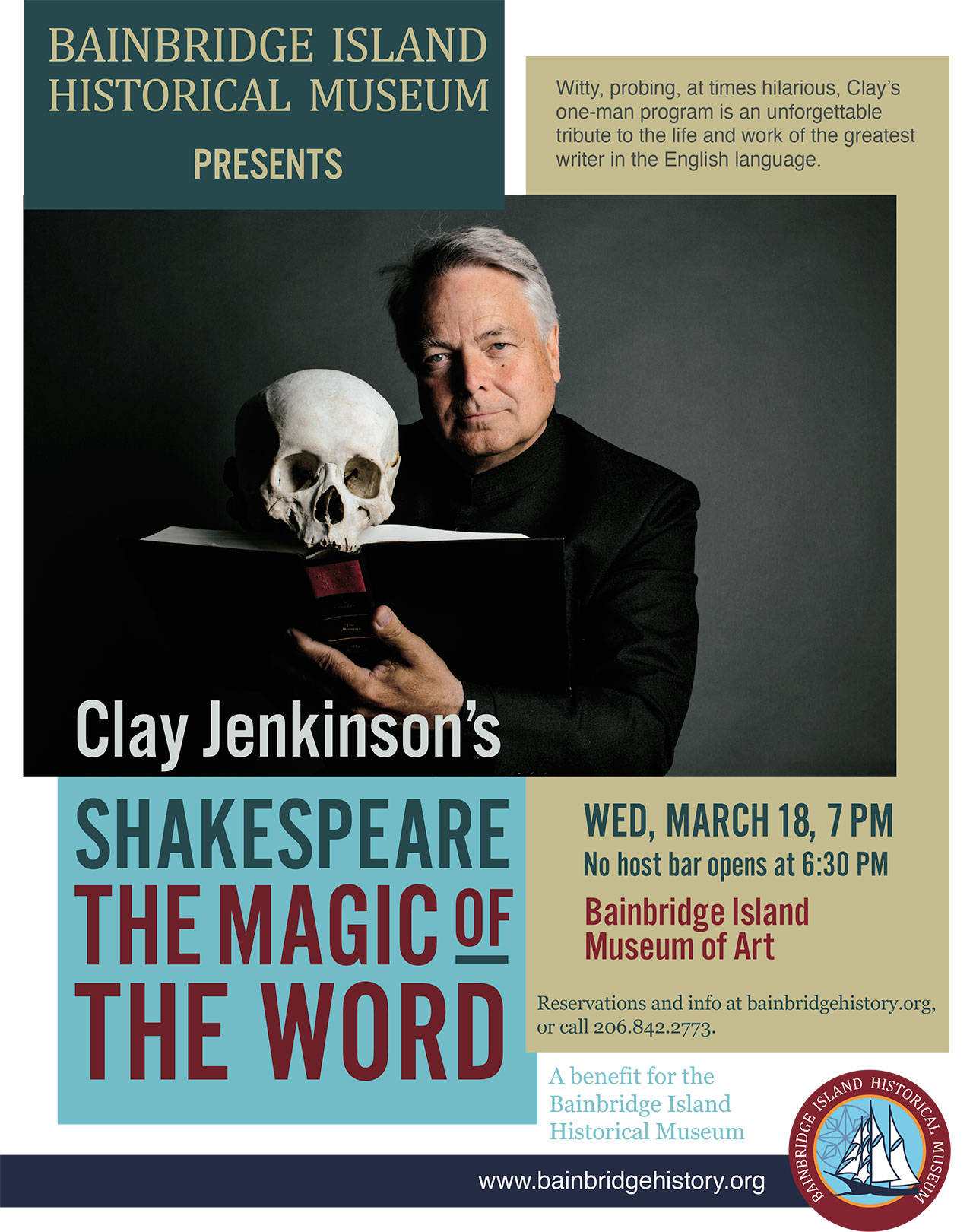 Image courtesy of Brianna Kosowitz | The Bainbridge Island Historical Museum is holding its first fundraiser of the year, Clay Jenkinsons Shakespeare: The Magic of the Word, at 7 p.m. Wednesday, March 18.