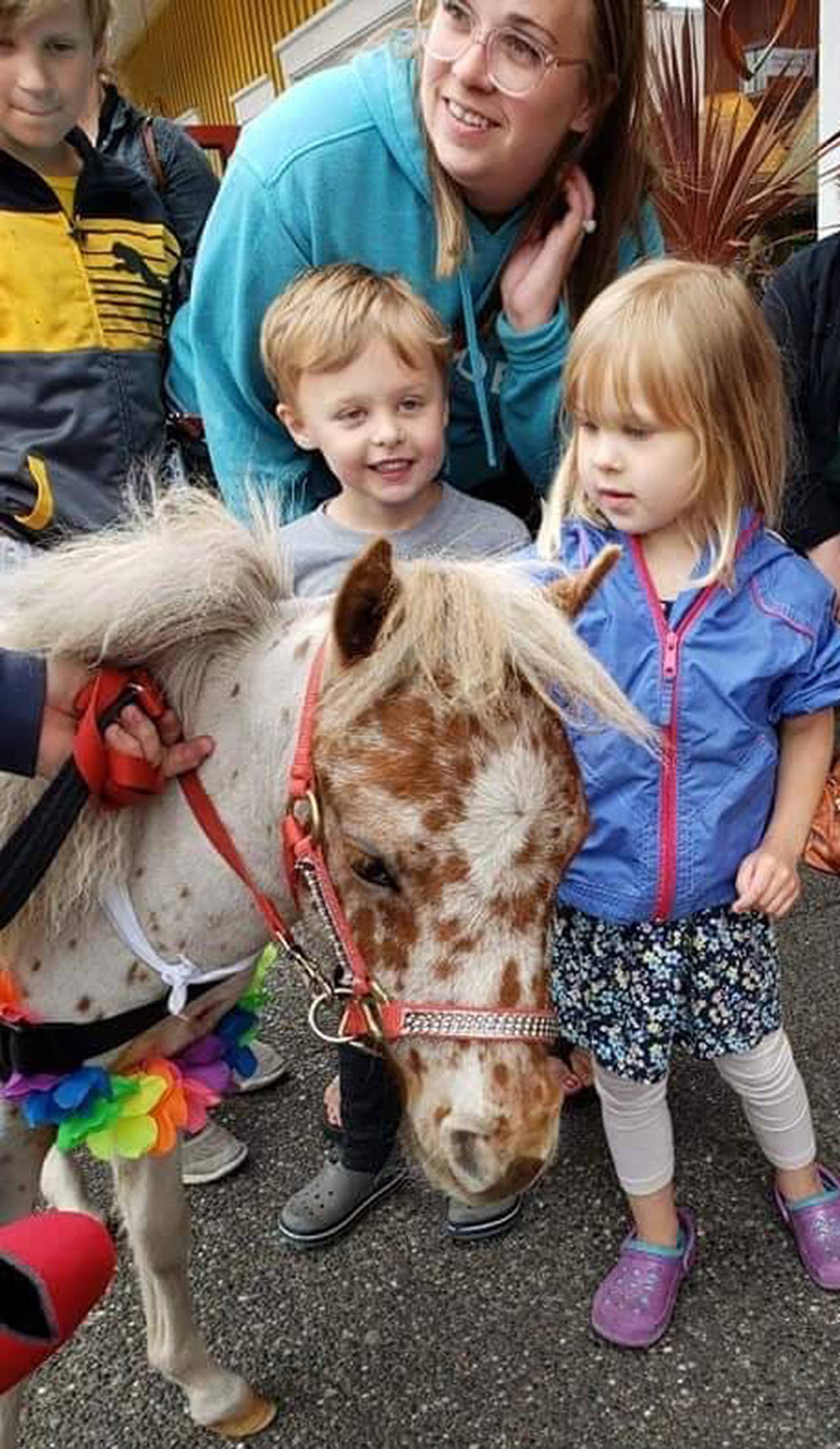 Kids love hanging out with Geoffrey,a therapy miniature horse. Courtesy photo