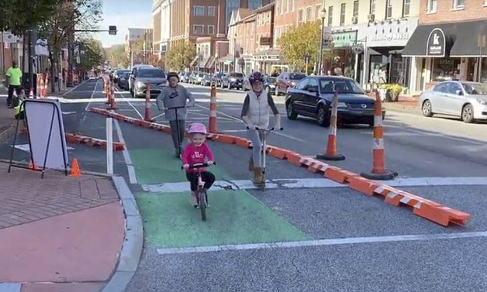 An example of a pop-up walk/bike lane that was presented to the Bainbridge City Council. Courtesy Photo