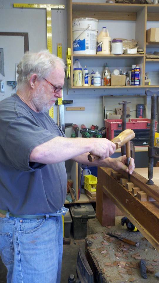 John Steiner works on one of his creations.