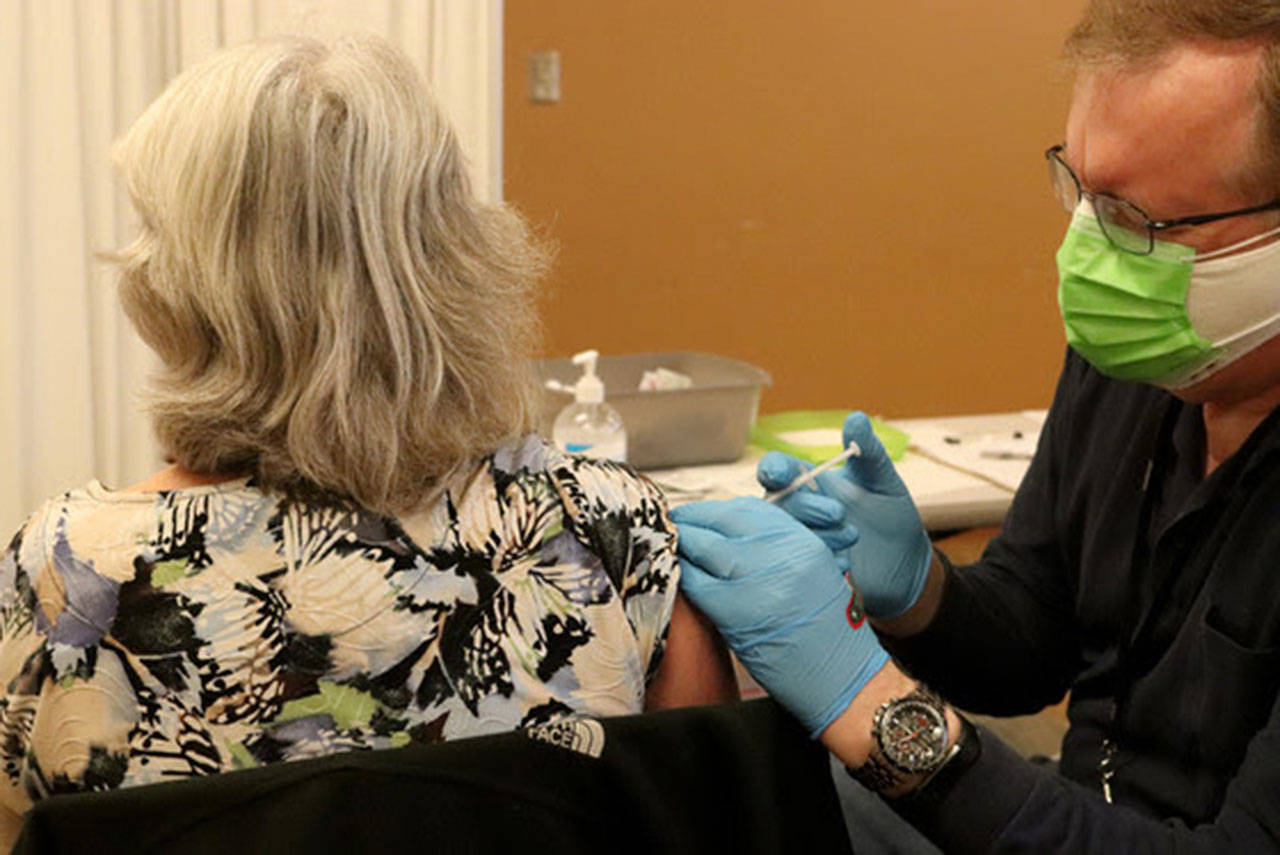 A patient gets a COVID-19 vaccine. Courtesy of Kitsap Public Health District