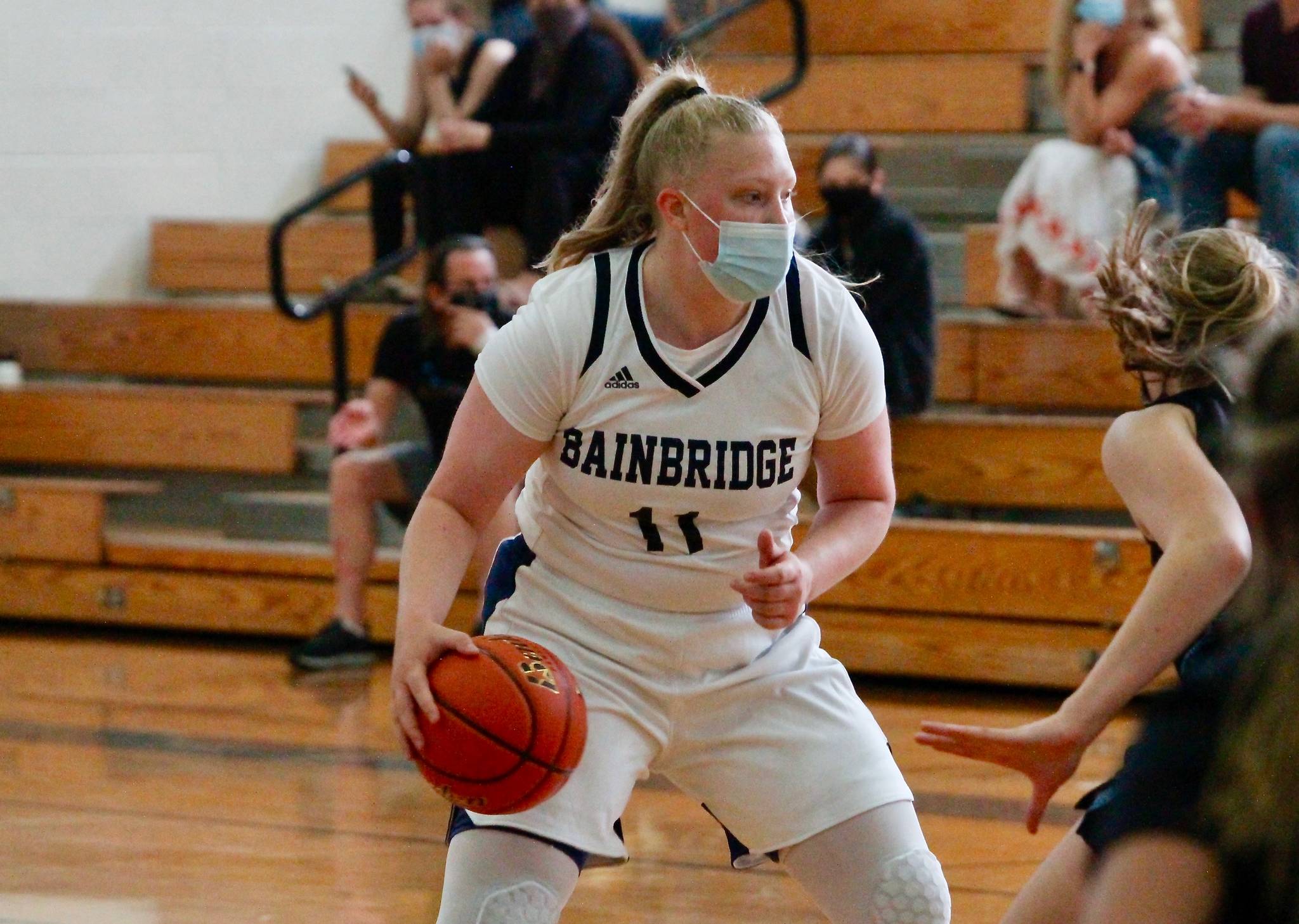 Anna Kozlosky scored 15 points in Bainbridge's game against Gig Harbor. Kozlosky is the team's leading scorer and had been averaging 13 points per game through her first four games. (Mark Krulish/Kitsap News Group)