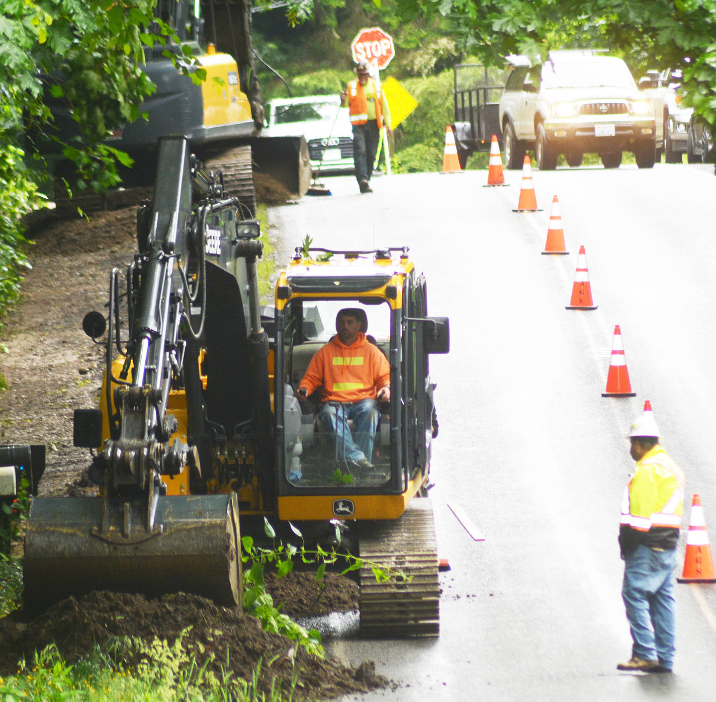 Work is taking place on Eagle Harbor Road that will improve pedestrian and bicycle safety. Steve Powell/Bainbridge Island Review
