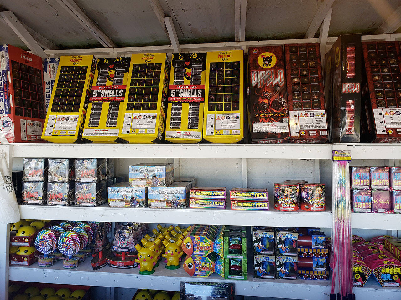 A selection of fireworks on display.