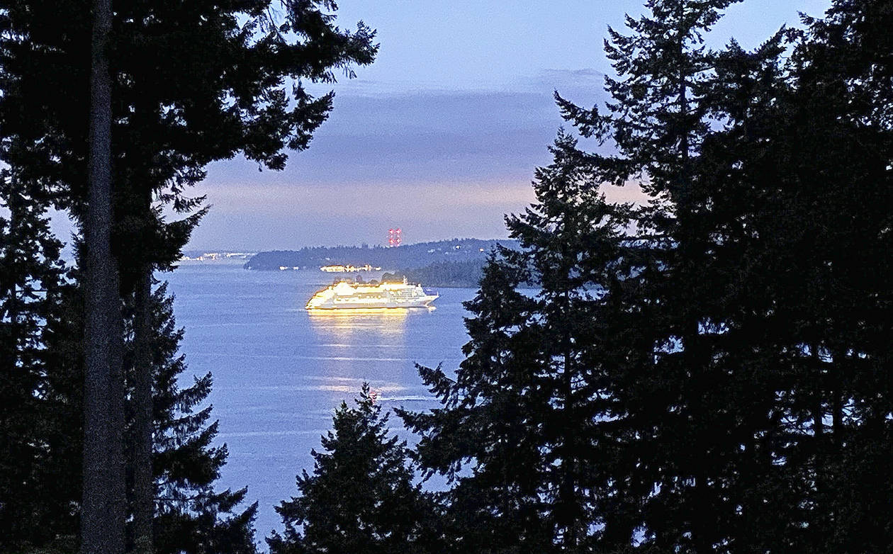 Patti Funchuk | Courtesy photo
Another sign that COVID-19 might be on its way out is cruise ships can now be seen off Bainbridge Island. In past years, except last summer of course, tourists from such ships have flocked to the island during stops in Seattle.