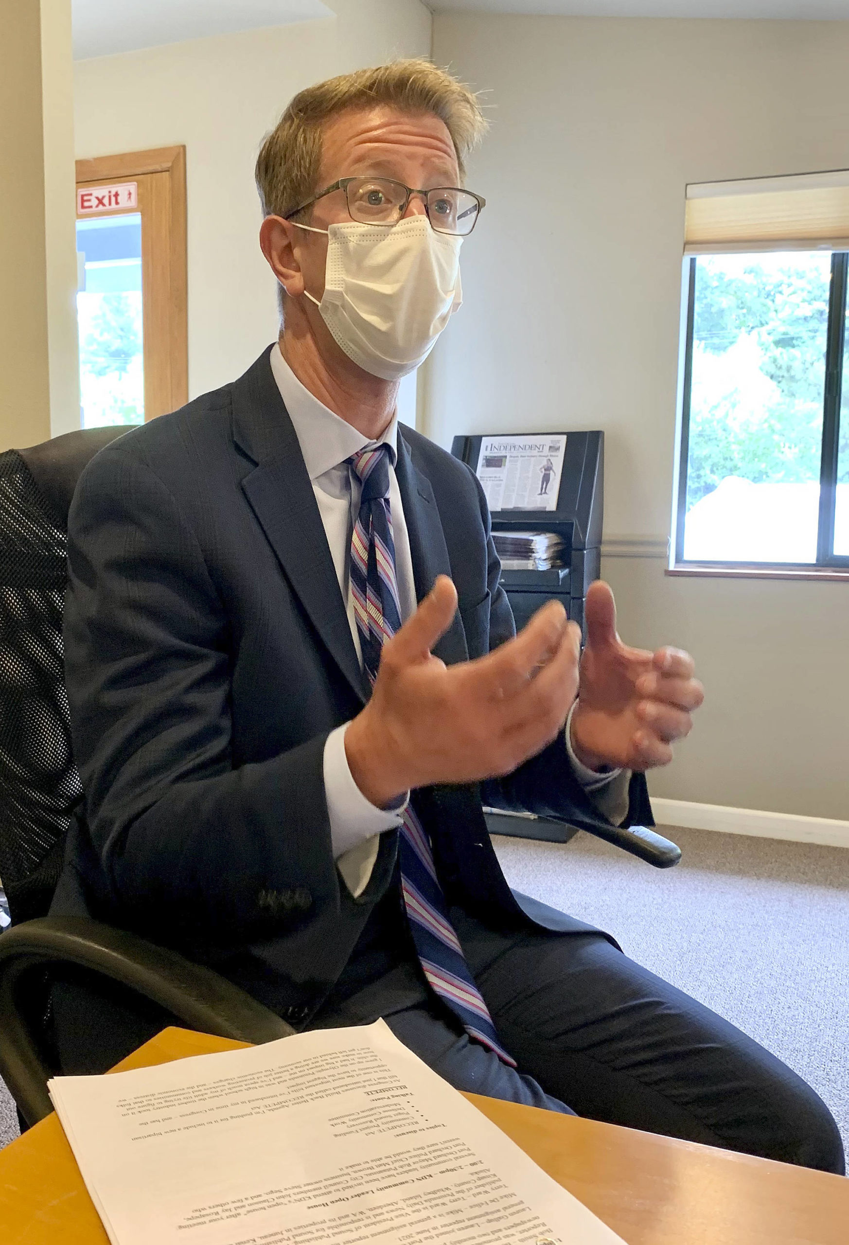 Bob Smith | Independent
U.S. Rep. Derek Kilmer spoke with reporters from the Port Orchard Independent and Kitsap Daily News about issues impacting communities on the Kitsap Peninsula.