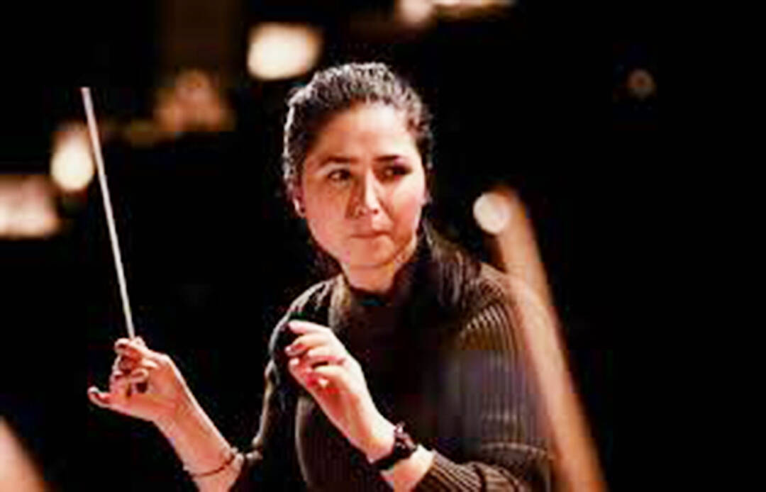 Negin Khpalwak, the first female conductor in Afghanistan.
