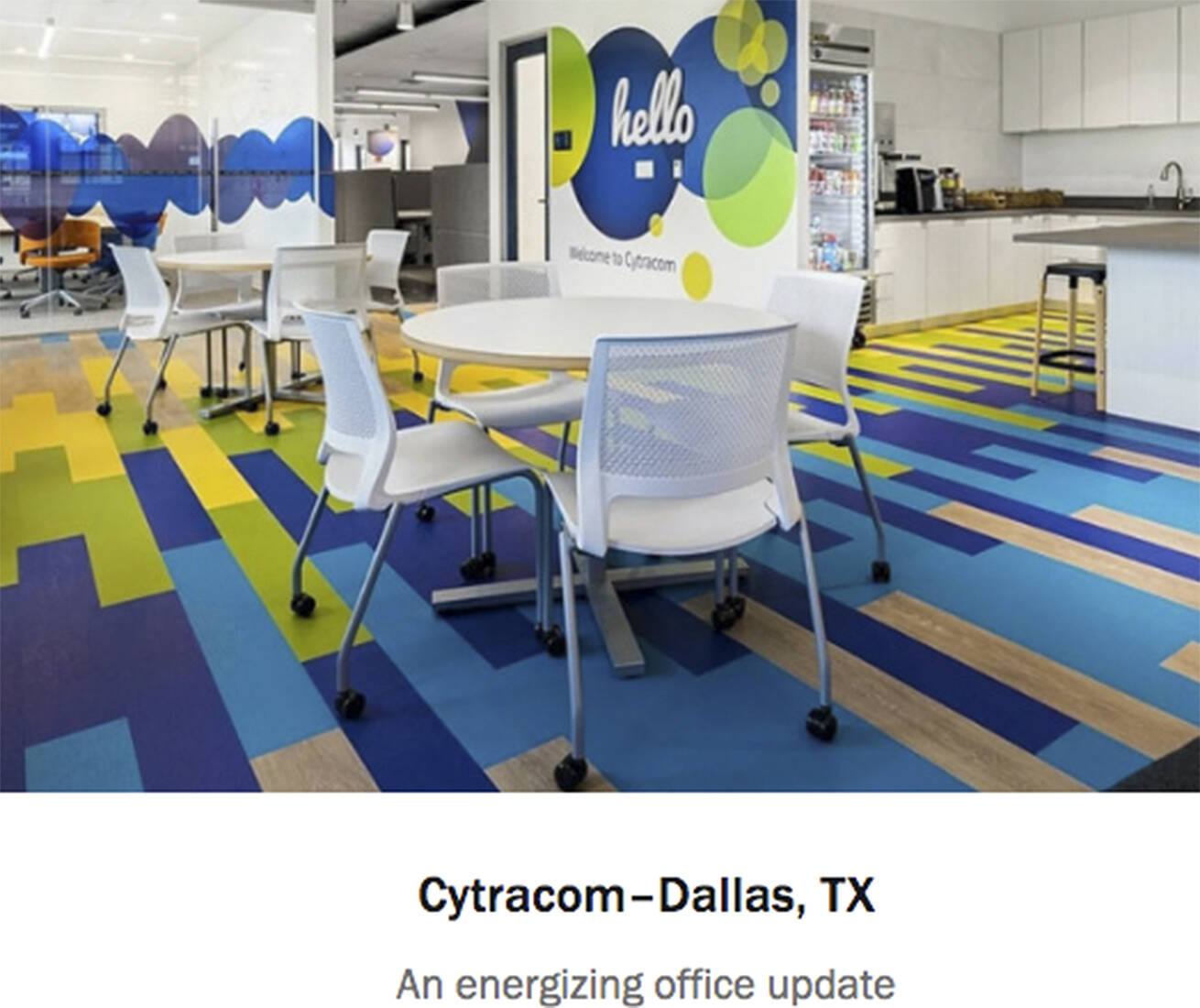 A colorful workspace in Dallas using Watson furniture. Courtesy photo
