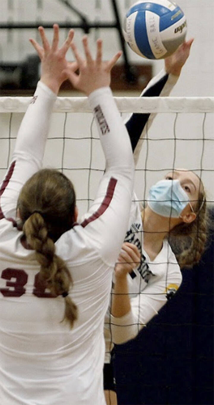 Isabelle Prentice spikes the volleyball. File Photo