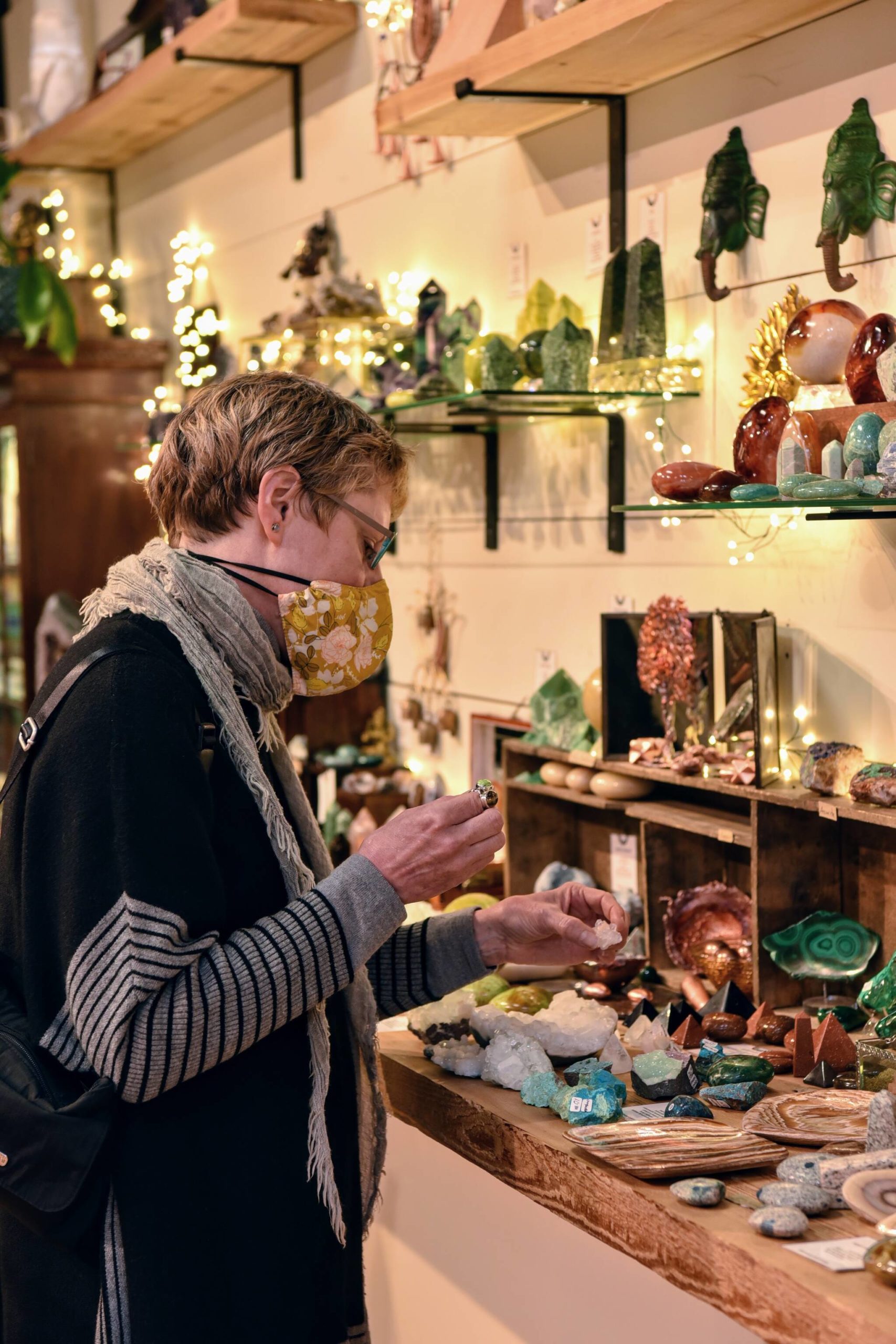 Susan Neal, a writer and executive assistant, takes her time discovering new stones that might resonate with the energy in her life right now. Hidden Gem, located in the Winslow Mall, opened in April earlier this year.