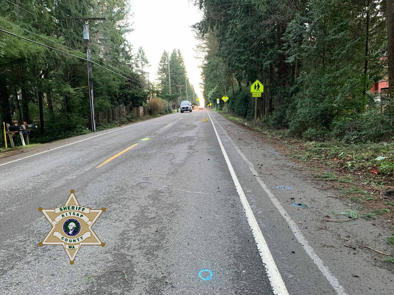 The scene at Central Valley Road where 63-year-old Poulsbo resident John Skubic was killedFriday after a hit and runwhile riding his bike. Courtesy photo