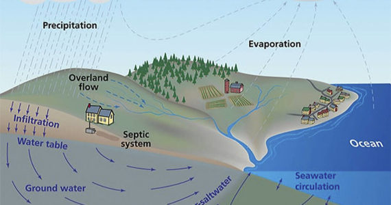This courtesy graphic shows the cycle of rain and groundwater.
