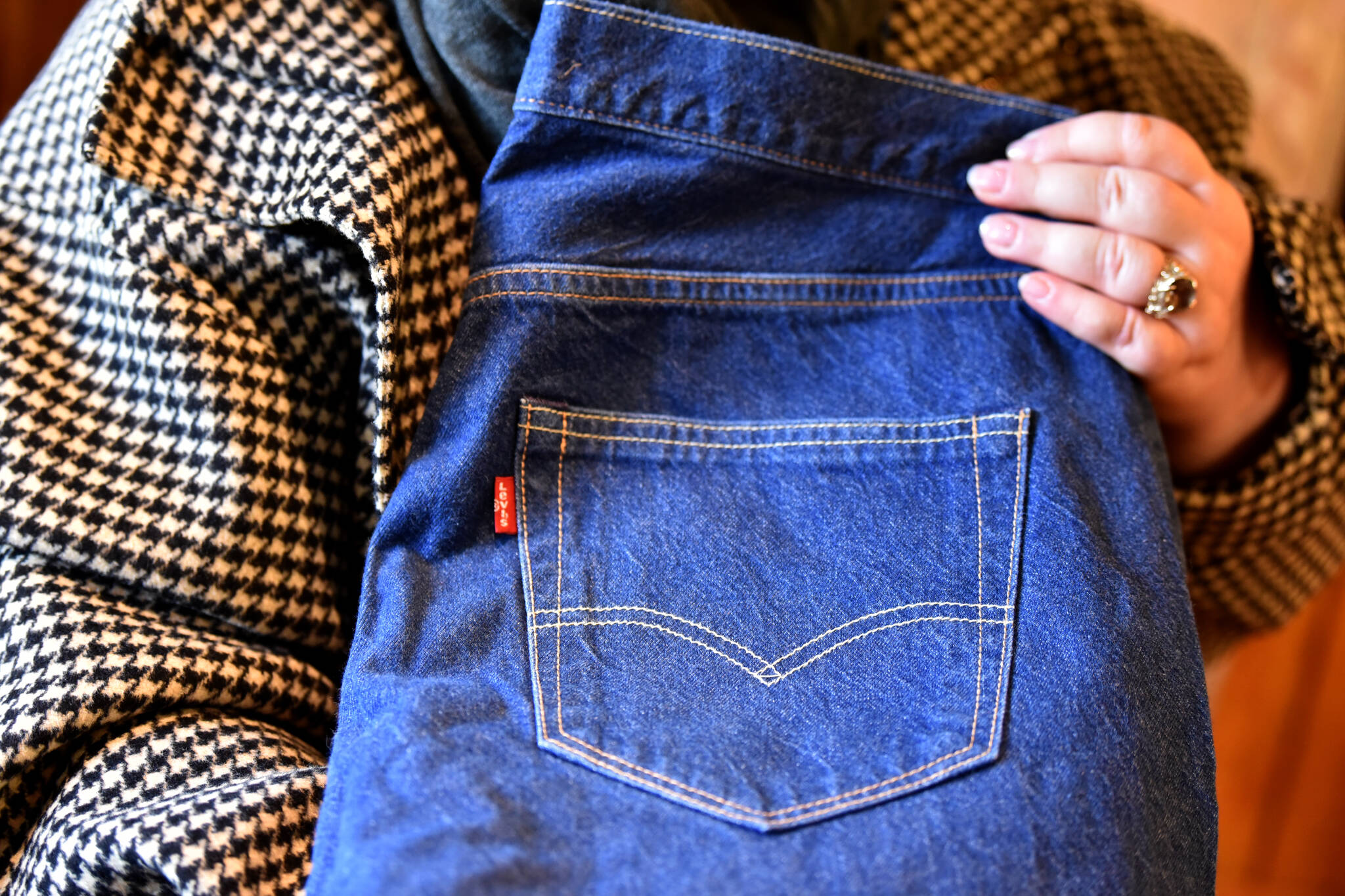 A pair of prototype Levi’s made from recycled fibers.