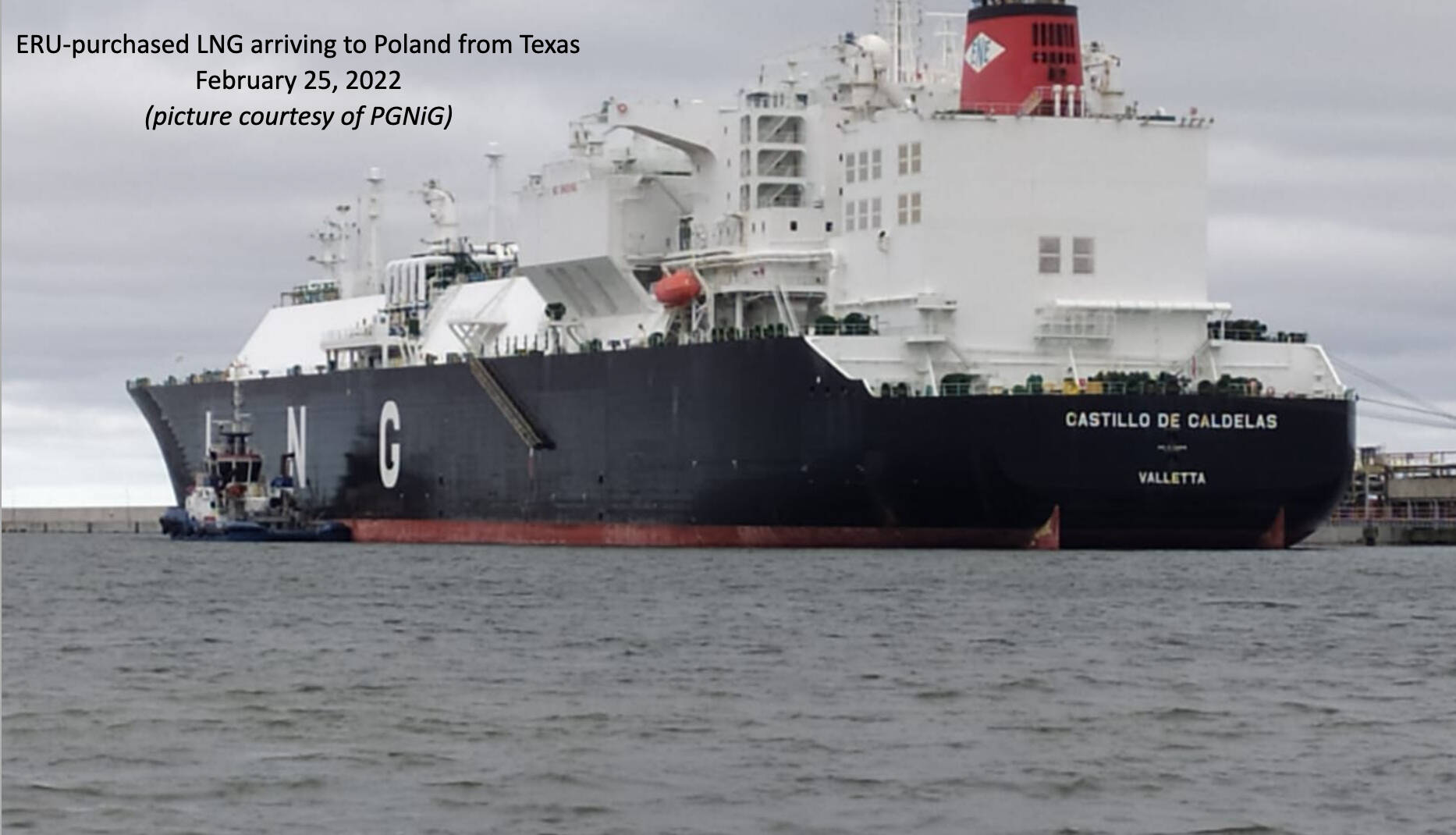 Ship carrying ERU-purchased LNG arriving to Poland from Texas, Feb. 25, 2022. PGNiG courtesy photo