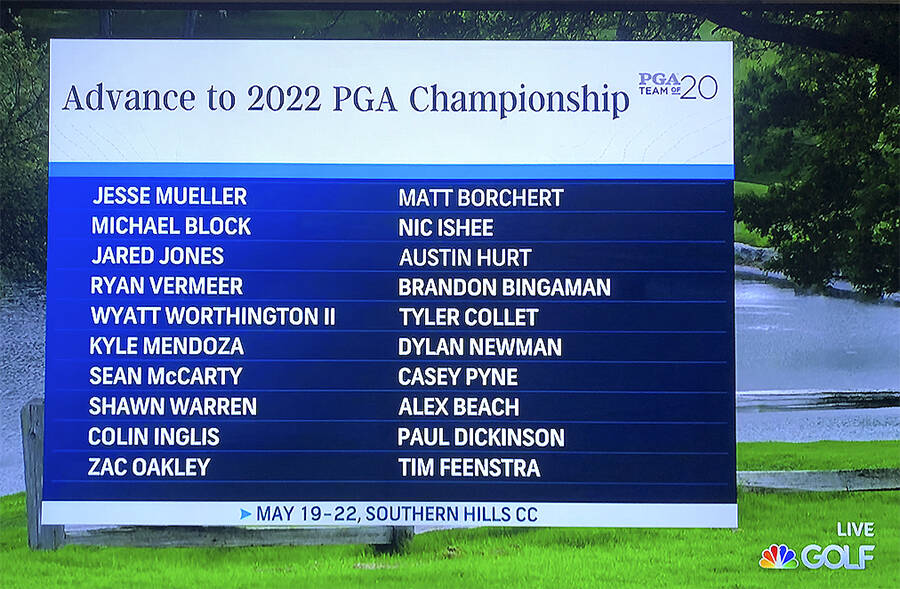 His name on the TV screen as a PGA Championship qualifier. Courtesy Photo