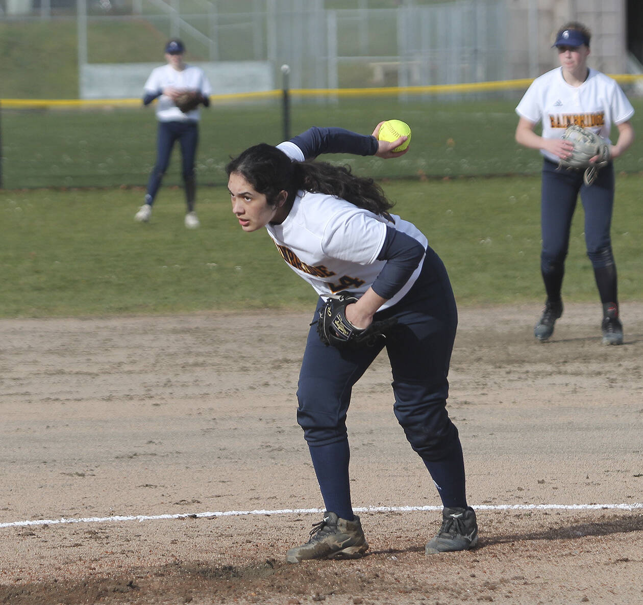 Bainbridge pitcher Laura Carrillo went 1-2 in the Spartans three recent games on the mound. Steve Powell/File Photo