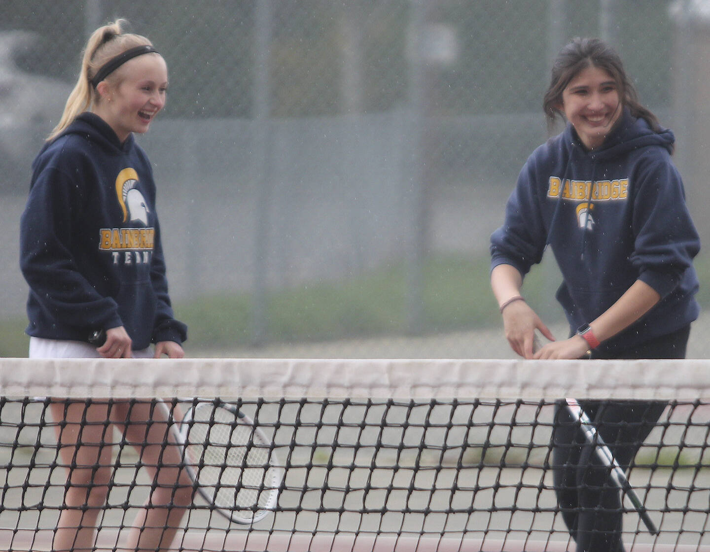 Kristina Walker and Aya Gatto share a laugh during a lighter side of the match.