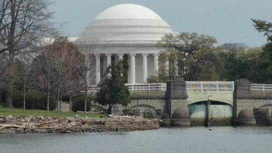 The Jefferson Memorial, taken from the boat ride on the Potomac River.